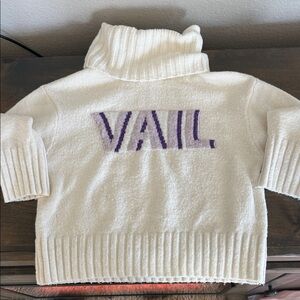 GB Girls Cream Turtleneck Sweater with Purple Detail